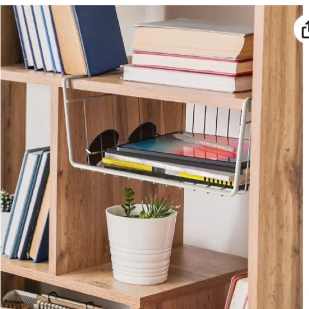 Set of 2 Rubbermaid Lee Rowan Hanging Under Shelf Metal Storage Basket 10” x 12”